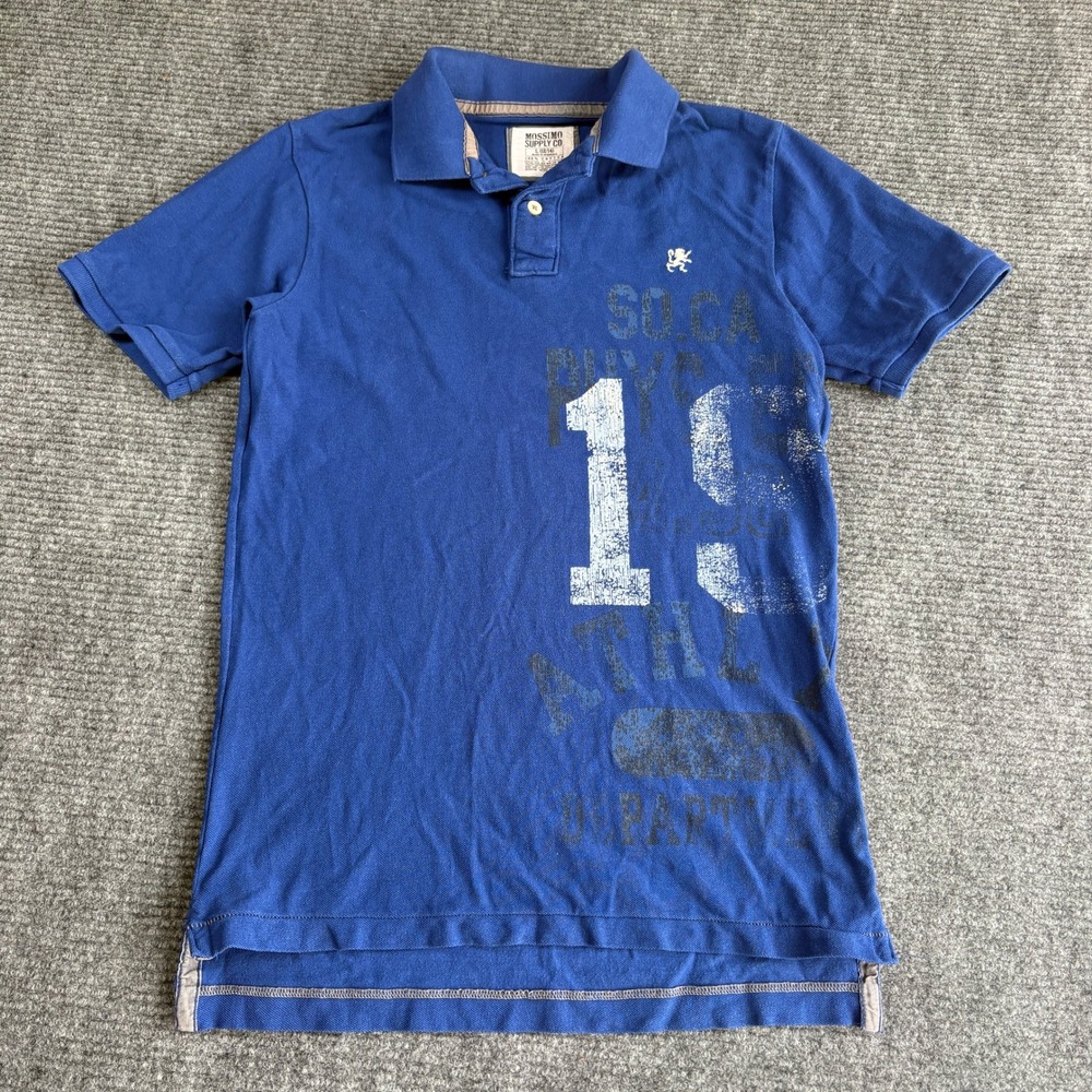 Mossimo Supply Co Boys Blue Graphic Polo Shirt Size L 12/14 SO.CA 19